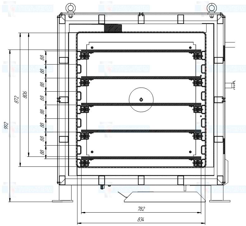 Габаритный чертеж 2 вакуумной камеры для быстрой сушки в вакууме