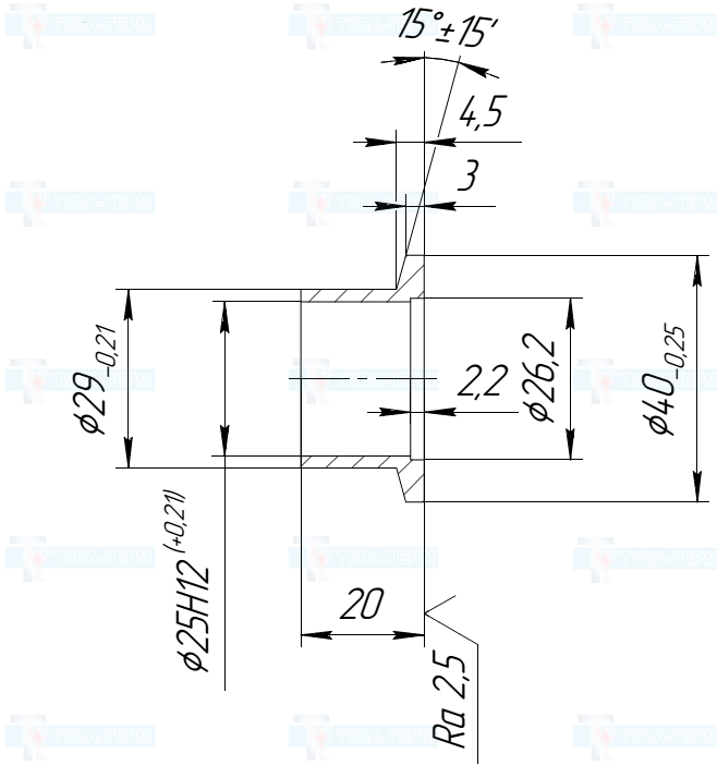 Фланец под приварку KF-25 L=20, чертеж