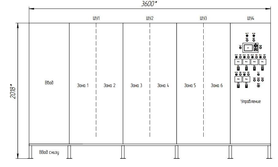 схема шкафа управления ШУП-1100-6 